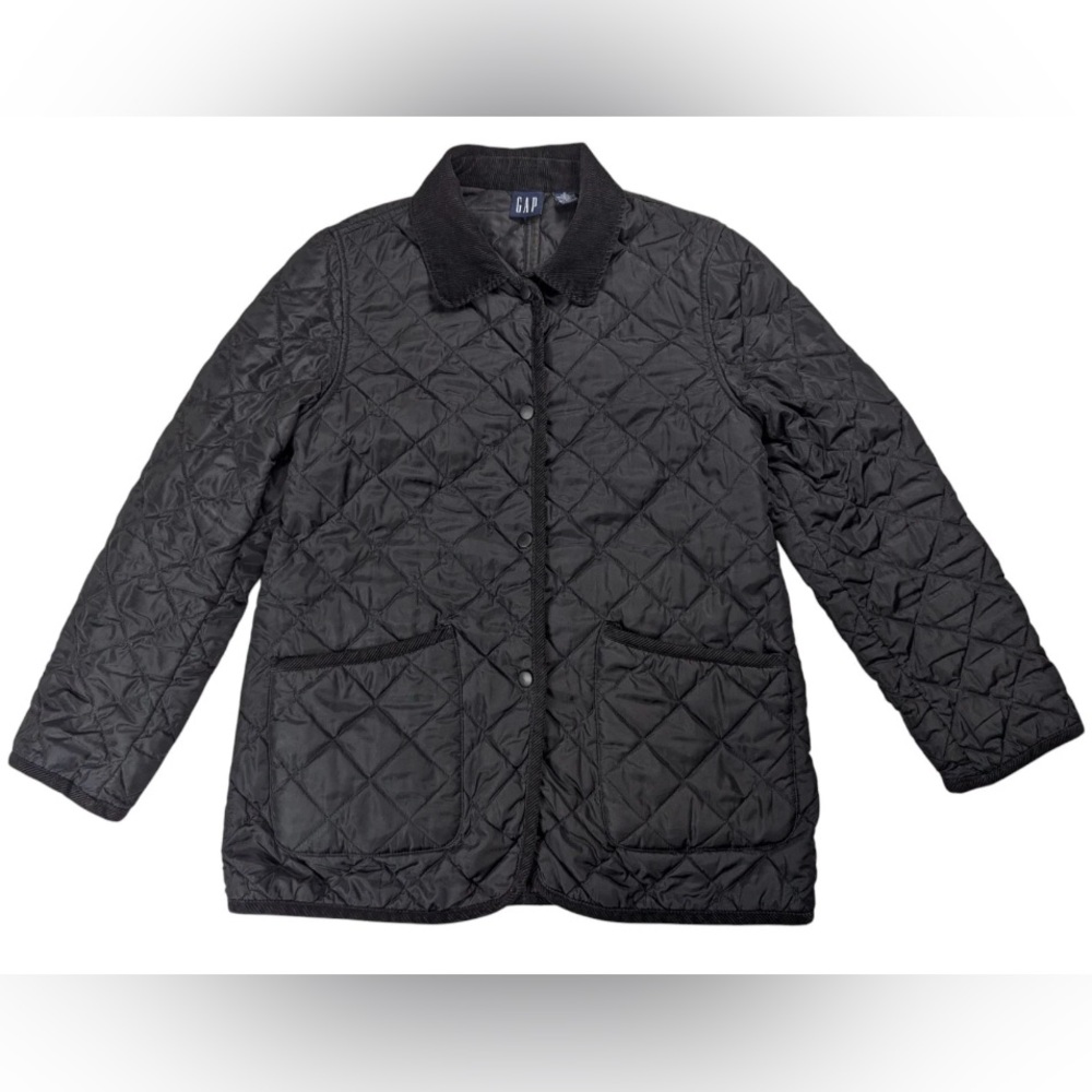 GAP Women's Quilted Barn Jacket M Black Lightweight Utility Equestrian Preppy